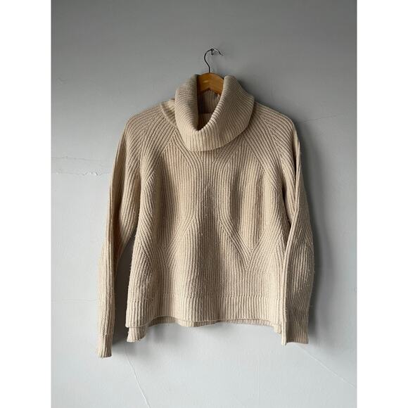 Alice + Olivia Wool Cashmere Blend Turtleneck Sweater Neutral Medium - Picture 2 of 5